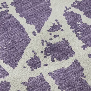 8' X 10' Purple And Ivory Abstract Washable Area Rug With UV Protection