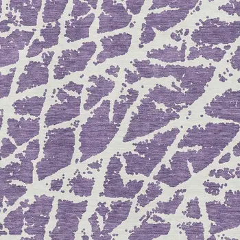 8' X 10' Purple And Ivory Abstract Washable Area Rug With UV Protection