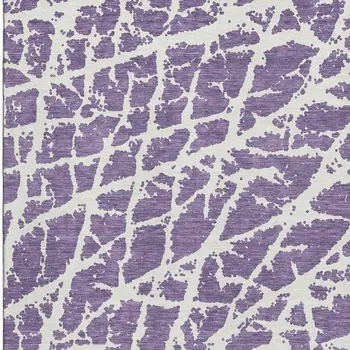 8' X 10' Purple And Ivory Abstract Washable Area Rug With UV Protection