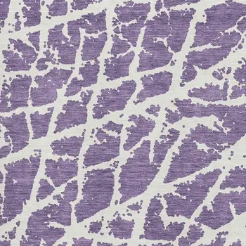 10' X 14' Purple And Ivory Abstract Washable Area Rug With UV Protection