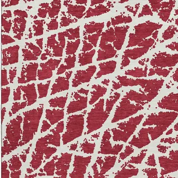 3' X 5' Red And Ivory Abstract Washable Area Rug With UV Protection