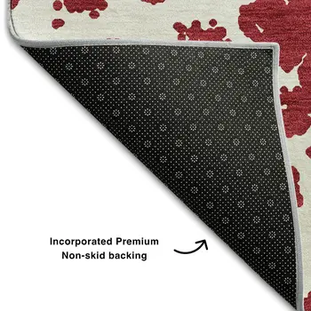 8' X 10' Red And Ivory Abstract Washable Area Rug With UV Protection
