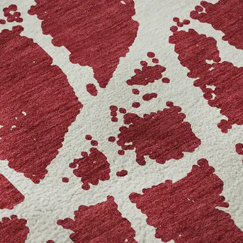 8' X 10' Red And Ivory Abstract Washable Area Rug With UV Protection