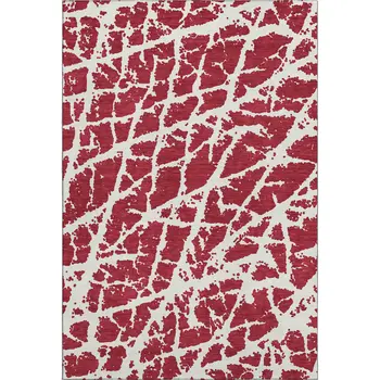 9' X 12' Red And Ivory Abstract Washable Area Rug With UV Protection