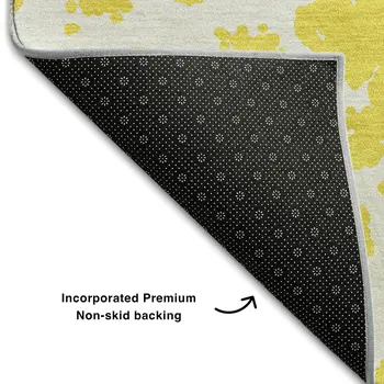 5' X 8' Yellow And Ivory Abstract Washable Area Rug With UV Protection
