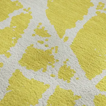 8' X 10' Yellow And Ivory Abstract Washable Area Rug With UV Protection