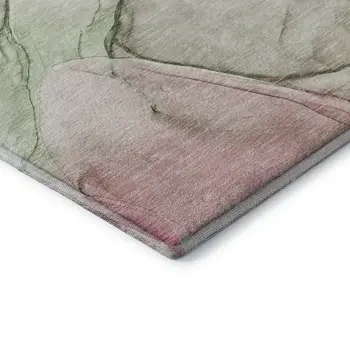 8' Blush And Ivory Abstract Washable Round Rug With UV Protection