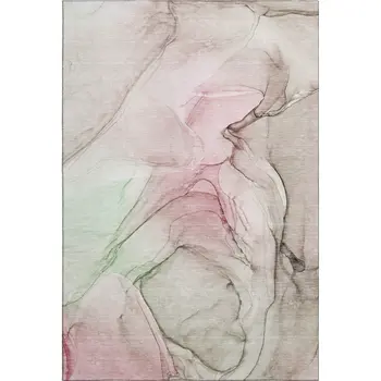 9' X 12' Blush And Ivory Abstract Washable Area Rug With UV Protection