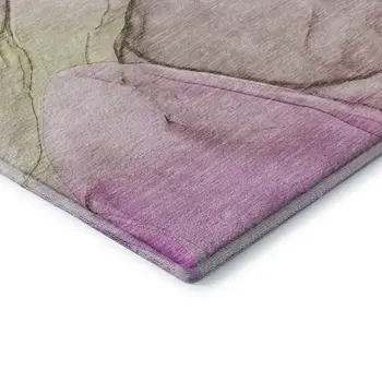 8' X 10' Pink And Ivory Abstract Washable Area Rug With UV Protection