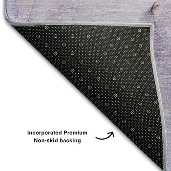 5' X 8' Purple And Ivory Abstract Washable Area Rug With UV Protection