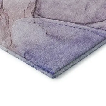 5' X 8' Purple And Ivory Abstract Washable Area Rug With UV Protection