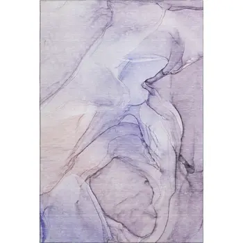 10' X 14' Purple And Ivory Abstract Washable Area Rug With UV Protection