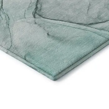 8' X 10' Teal And Ivory Abstract Washable Area Rug With UV Protection