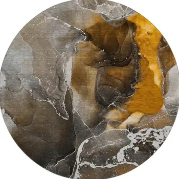 8' Brown And Ivory Abstract Washable Round Rug With UV Protection