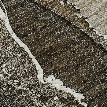 8' X 10' Brown And Ivory Abstract Washable Area Rug With UV Protection