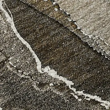 8' X 10' Brown And Ivory Abstract Washable Area Rug With UV Protection