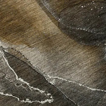 10' X 14' Brown And Ivory Abstract Washable Area Rug With UV Protection