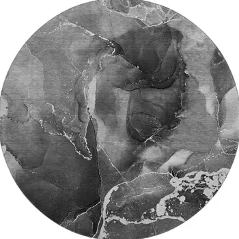 8' Gray And Ivory Abstract Washable Round Rug With UV Protection