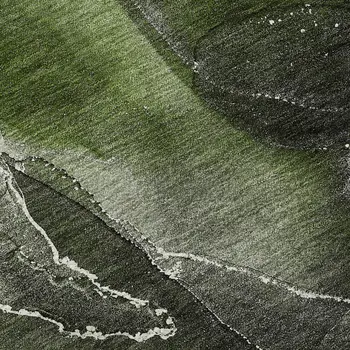 3' X 5' Green And Charcoal Abstract Washable Area Rug With UV Protection
