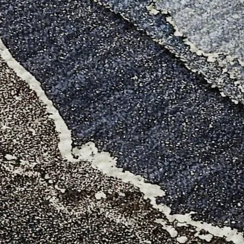 5' X 8' Navy Blue And Charcoal Abstract Washable Area Rug With UV Protection