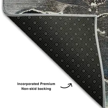 8' X 10' Navy Blue And Charcoal Abstract Washable Area Rug With UV Protection