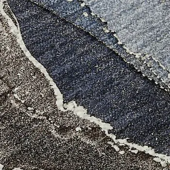 8' X 10' Navy Blue And Charcoal Abstract Washable Area Rug With UV Protection