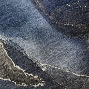9' X 12' Navy Blue And Charcoal Abstract Washable Area Rug With UV Protection