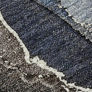 10' X 14' Navy Blue And Charcoal Abstract Washable Area Rug With UV Protection