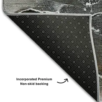 9' X 12' Orange And Charcoal Abstract Washable Area Rug With UV Protection