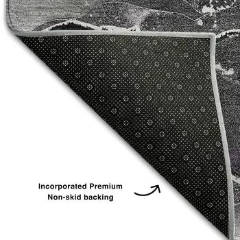 8' Purple And Charcoal Abstract Washable Round Rug With UV Protection