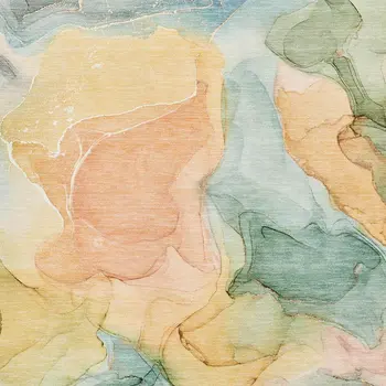 5' X 8' Blue Green And Orange Abstract Washable Area Rug With UV Protection