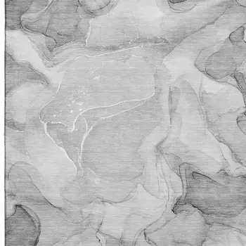 9' X 12' Gray And Ivory Abstract Washable Area Rug With UV Protection