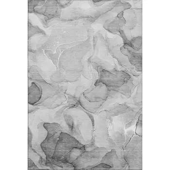 10' X 14' Gray And Ivory Abstract Washable Area Rug With UV Protection