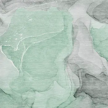 3' X 5' Green Gray And Ivory Abstract Washable Area Rug With UV Protection