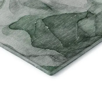 10' X 14' Green Gray And Ivory Abstract Washable Area Rug With UV Protection