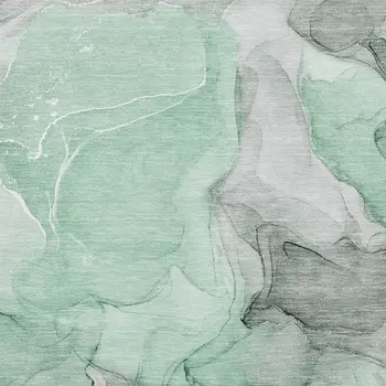 10' X 14' Green Gray And Ivory Abstract Washable Area Rug With UV Protection