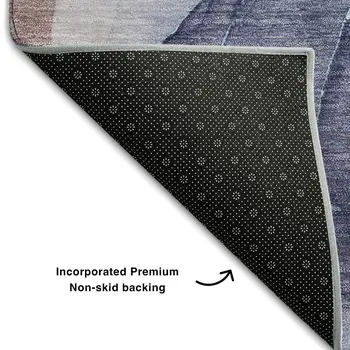 9' X 12' Navy Blue Purple And Gray Abstract Washable Area Rug With UV Protection