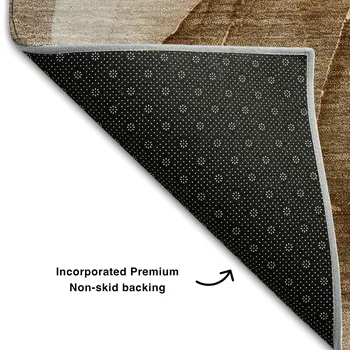 5' X 8' Orange Gray And Ivory Abstract Washable Area Rug With UV Protection