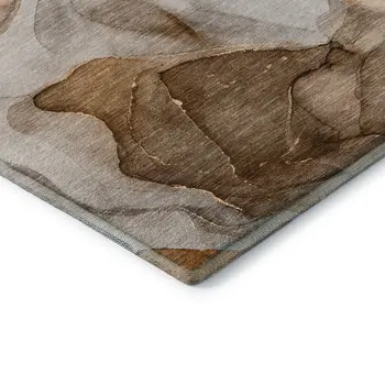 9' X 12' Orange Gray And Ivory Abstract Washable Area Rug With UV Protection