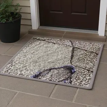 3' X 5' Purple And Gray Abstract Washable Area Rug With UV Protection