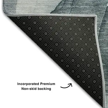 8' X 10' Teal And Gray Abstract Washable Area Rug With UV Protection