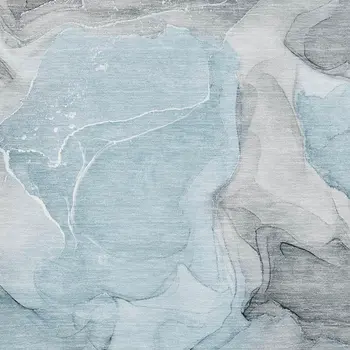 10' X 14' Teal And Gray Abstract Washable Area Rug With UV Protection