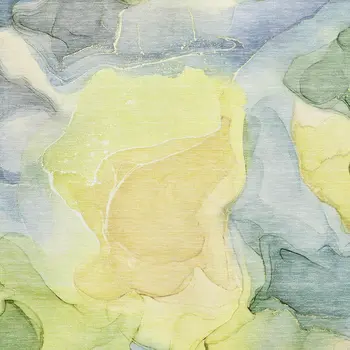 5' X 8' Yellow Blue And Beige Abstract Washable Area Rug With UV Protection