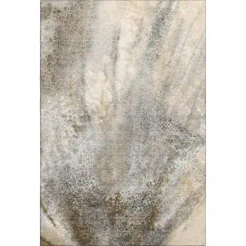 3' X 5' Beige And Ivory Abstract Washable Area Rug With UV Protection