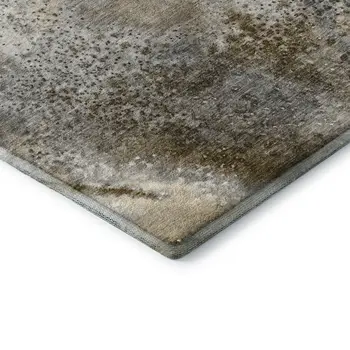 3' X 5' Beige And Ivory Abstract Washable Area Rug With UV Protection