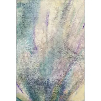 3' X 5' Blue Purple And Ivory Abstract Washable Area Rug With UV Protection