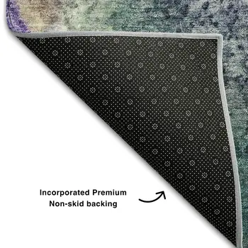 9' X 12' Blue Purple And Ivory Abstract Washable Area Rug With UV Protection