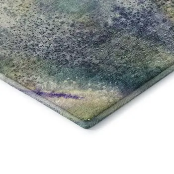 9' X 12' Blue Purple And Ivory Abstract Washable Area Rug With UV Protection