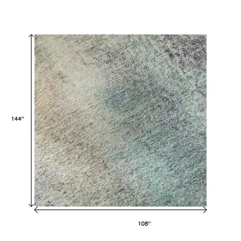 9' X 12' Blue Purple And Ivory Abstract Washable Area Rug With UV Protection