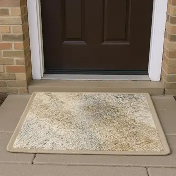 3' X 5' Brown And Ivory Abstract Washable Area Rug With UV Protection